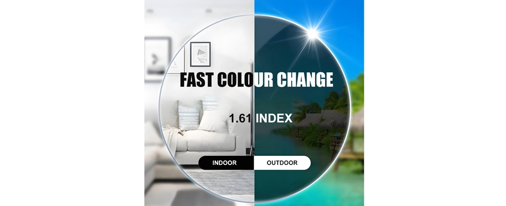 Avantages du changement de couleur rapide 1.60 Verres photochromiques Gris Lentilles optiques Spining