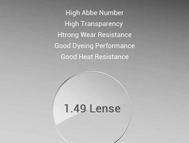 Spécification des verres de lunettes de prescription bifocaux à sommet rond en CR39 1.49 sans revêtement.