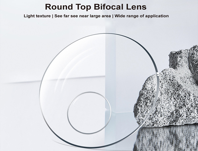 Spécifications des verres de lunettes 1.56 Blue Block UV410 Round Top Bifocal verre optique